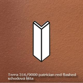 Ströher Keraplatte Terra 316/9000 patrician red flashed, schodová lišta roh, cihlová, 15,7 x 6 x 6 x 1,1 cm