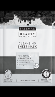 FREEMAN BI-Čistící látková maska dřevěné uhlí + probiotika + sérum 25ml