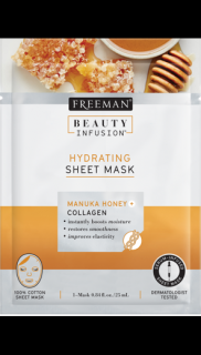 FREEMAN BI-Hydratační  látková maska manukový med + kolagen + sérum 25ml