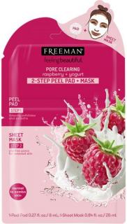 FREEMAN FB 2-fázová póry čistící maska jogurt a malina - pad 8ml + látková maska 25ml