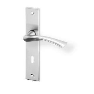 Dveřní kování EURA HR ECO nerez (Dveřní kování EURA HR ECO nerez  se štítem s roztečí 72 nebo 90 mm, vhodná pro interiér, pro dozický (obyčejný), cylindrický (fab) zámek, nebo s uzamykací páčkou na WC.)