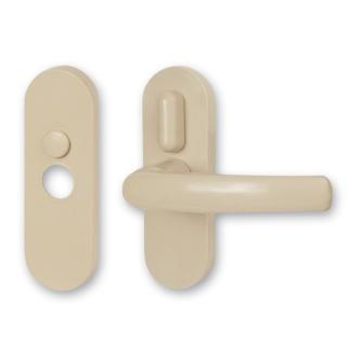 Mezipokojová Klika KLASIK K 06 (Mezipokojová dveřní klika s oválným štítkem s uzamykací páčkou KLASIK K 06 z vysoce odolného plastu PP v bílé, béžové či hnědé barvě, vhodná pro interiér.)