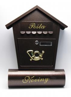 Poštovní schránka ŠTĚPÁN s rourou pro noviny (Obsahuje současně rouru pod úložným prostorem, vhodnou pro ukládání letáků a novin.)