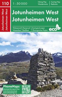Jotunheimen západ - turistická mapa