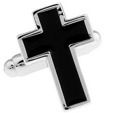 Manžetové knoflíčky Kříž černý (Knoflíčky křesťanský kříž)
