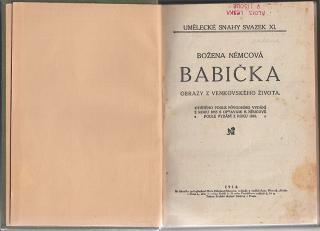 BABIČKA - Obrazy venkovského života - NĚMCOVÁ Božena - 1914 - redakce ANNA HLAVATÁ