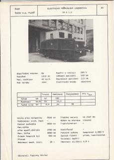 ELEKTRICKÁ PRŮMYSLOVÁ LOKOMOTIVA 16 E 1,2  - ČSSR ŠKODA PLZEŇ - TYPOVÝ LIST