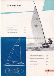 Finn dingi - reklamní prospekt A4 - 1960 - mužská jednoruční jachtařská olympijská třída s katamaránem - DDR KULTURWAREN