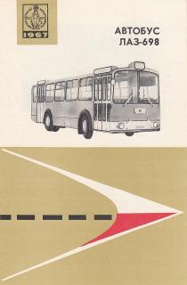 LAZ 698 - REKLAMNÍ PROSPEKT SOVĚTSKÝ AUTOBUS - 6 stran A5 ROK 1967