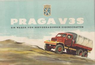 PRAGA V3S - Motokov -1957- reklamní prospekt / brožura A4 - 8 stran - MOTOKOV 1957 NĚMECKY - IA stav