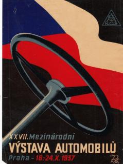 REKLAMNÍ PLAKÁTEK - Výstava Automobilů r.1937 - ATELIER ROTTER - ROZMĚRY 14,5 x 20 cm - AUTOKLUB RČS