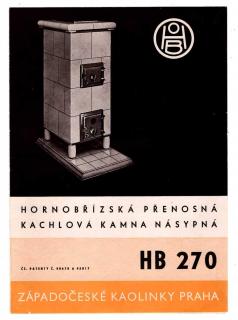 Reklamní prospekt Západočeských kaolinek Praha - kamna HB 270