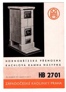 Reklamní prospekt Západočeských kaolinek Praha - kamna HB 2701