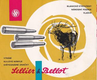 Sellier a Bellot - BLANICKÉ STROJÍRNY VLAŠIM - REKLAMNÍ PROSPEKT KULOVÝCH NÁBOJŮ 1959