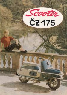 SKÚTR ČZ 175 - ORIGINÁLNÍ BAREVNÝ PROSPEKT - ANGLICKY - A5 -1957 - MOTOKOV