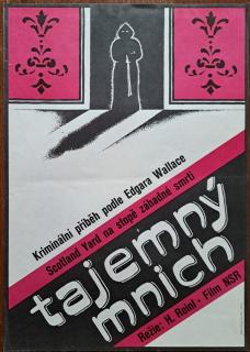 Tajemný mnich (filmový plakát, film SRN 1965, režie Harald Reinl, Hrají: Karin Dor, Harald Leipnitz, Siegfried Lowitz)