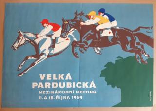 Velká pardubická 1959 mezinárodní meeting - Emil Kotrba - 1959 - reklamní plakát A1
