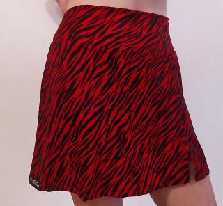 Sukně koloběžkářky zebra červená, rozparek, bez nebo s kraťasy 670,-/780,-