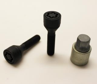 Bezpečnostní šrouby SICUSTAR M12x1,5x40, černé, kužel, klíč 17 (Zajišťovací šrouby SICUSTAR)