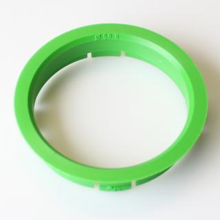 Centrovací kroužek 63,3 / 58,6 plast, světle zelená, přesah kužele 6mm (Vymezovací kroužky do kol)