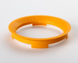 Centrovací kroužek 70,4 / 60,1 plast, žlutá, přesah kužele 5mm (Vymezovací kroužky do kol)