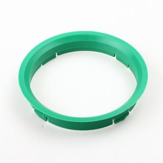 Centrovací kroužek 74,1 / 70,3 plast, zelená, přesah kužele 5mm (Vymezovací kroužky do kol)