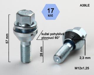 Kolový šroub M12x1,25x28 plovoucí kužel, klíč 17 (Šroub pro ALU kola)