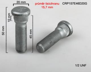 Kolový šteft 1/2 UNF 45mm, průměr tisícihranu 15,7 mm (Kolový svorník)