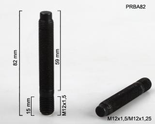 Kolový šteft M12x1,5x15mm/M12x1,25x59mm, oboustranný závit, černý (Kolový svorník)