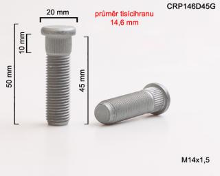 Kolový šteft M14x1,5x45mm, průměr tisícihranu 14,6mm G (Kolový svorník)