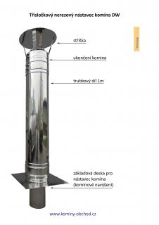 nerezový komínový nástavec 1m - DN 180mm (1m nerez nástavec komína DN 180 mm)