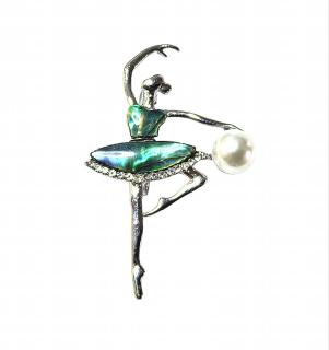 Brož baletka s perletí Paua (vel. 4,8 x 3 cm)