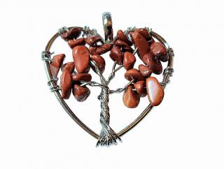Jaspis červený strom života srdce (vel.3x3cm)