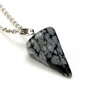Kyvadlo obsidian vločkový (vel.2x1,5cm)