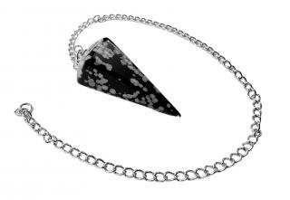 Kyvadlo obsidian vločkový velký  (vel.3,5x1,8cm)