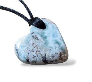 Larimar srdce přívěsek vrtaný ,váha 16g (vel.3,4x2,8x0,9cm ,č.13)