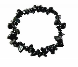 Obsidian černý náramek sekaný  (obvod cca 18cm)