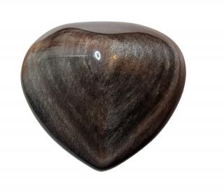 Obsidián stříbrný srdce hmatka váha 123,25g (vel.5,6x6,2x2,8cm)