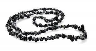 Obsidian vločkový (sněžný) náhrdelník sekaný dlouhý (obvod cca 80cm)