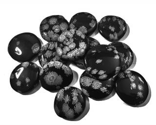 Obsidian vločkový (sněžný) placičky (vel.cca 3,5-4cm)