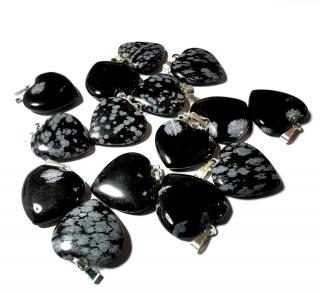 Obsidian vločkový (sněžný) srdíčko  vel.1,5cm