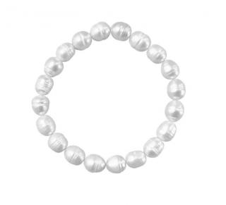 Říční perly bílé oválné náramek obvod 19cm (Obvod cca 19 cm)