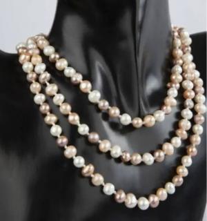 Říční perly míchané dlouhé kuličky náhrdelník 120 cm (Vel. kuliček cca 0,7-0,8 cm)