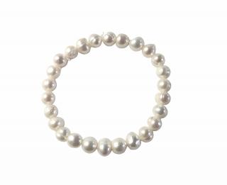 Říční perly - náramek bílý, kuličky menší vel. 0,7 cm (Cca 0,7 cm, obvod cca 17-18 cm)