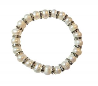 Říční perly náramek bílý nepravidelný (Obvod cca 18 cm)