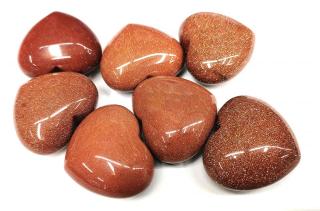 Sluneční kámen hnědý - srdce hmatka (syntetický) (Vel. 4x4 cm)