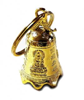 Zvonek pro štěstí z kovu zlatý maličký (Vel. 3 x 2,2 cm)