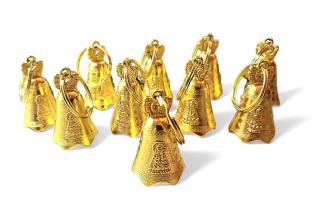 Zvonek pro štěstí z kovu zlatý malý - 10ks (Vel. 4 x 2,5 cm)