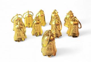 Zvonek pro štěstí z kovu zlatý, malý č. 2 - 10ks (Vel. 4 x 2,5 cm)