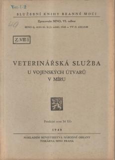 Veterinářská služba u vojenských útvarů v míru (1948, digitalizováno do PDF)